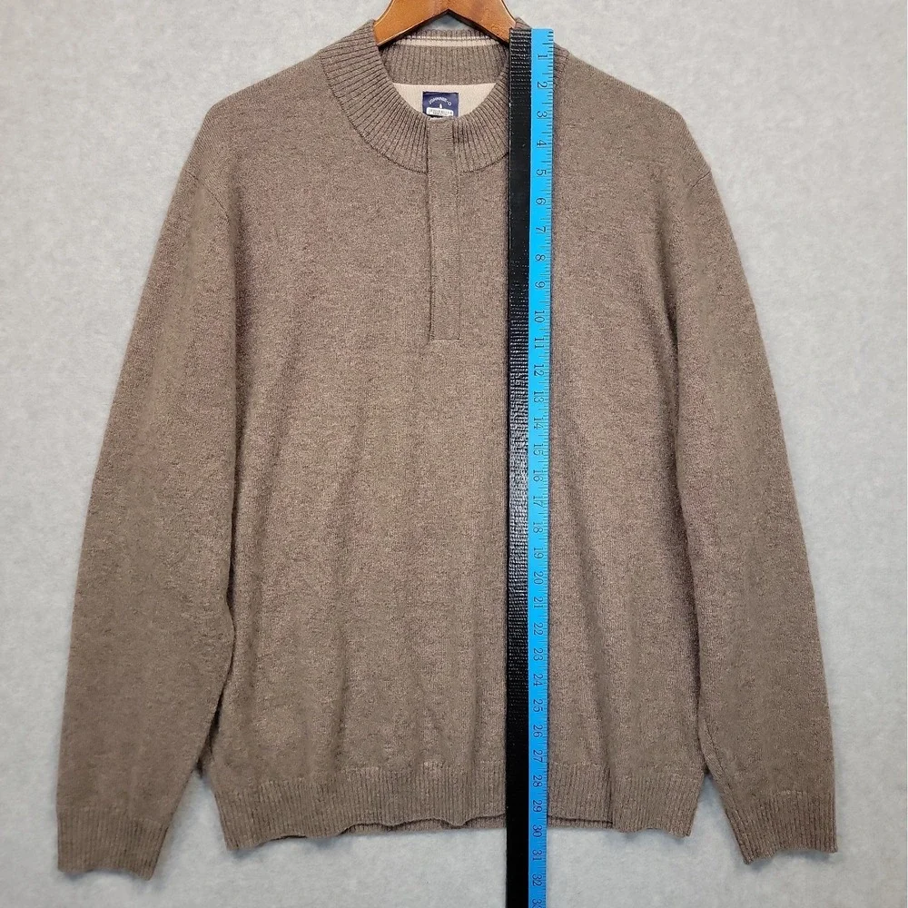 Johnnie-O Top Shelf Sweater Men XL Brown 1/4 Zip Pullover Ribbed Collar Cashmere